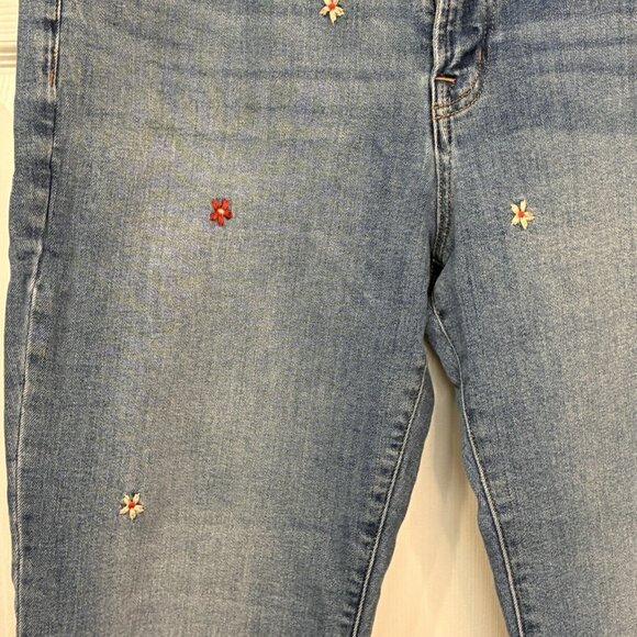 Gap Girlfriend Jeans Womens 31 Embroidered Flowers Straight Leg Mid Rise Boho - Picture 4 of 8